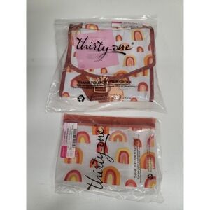 Thirty-One Fold Over Lunch Bag & Snack‎ Bag Medium AM31 Boho Rainbows NWT